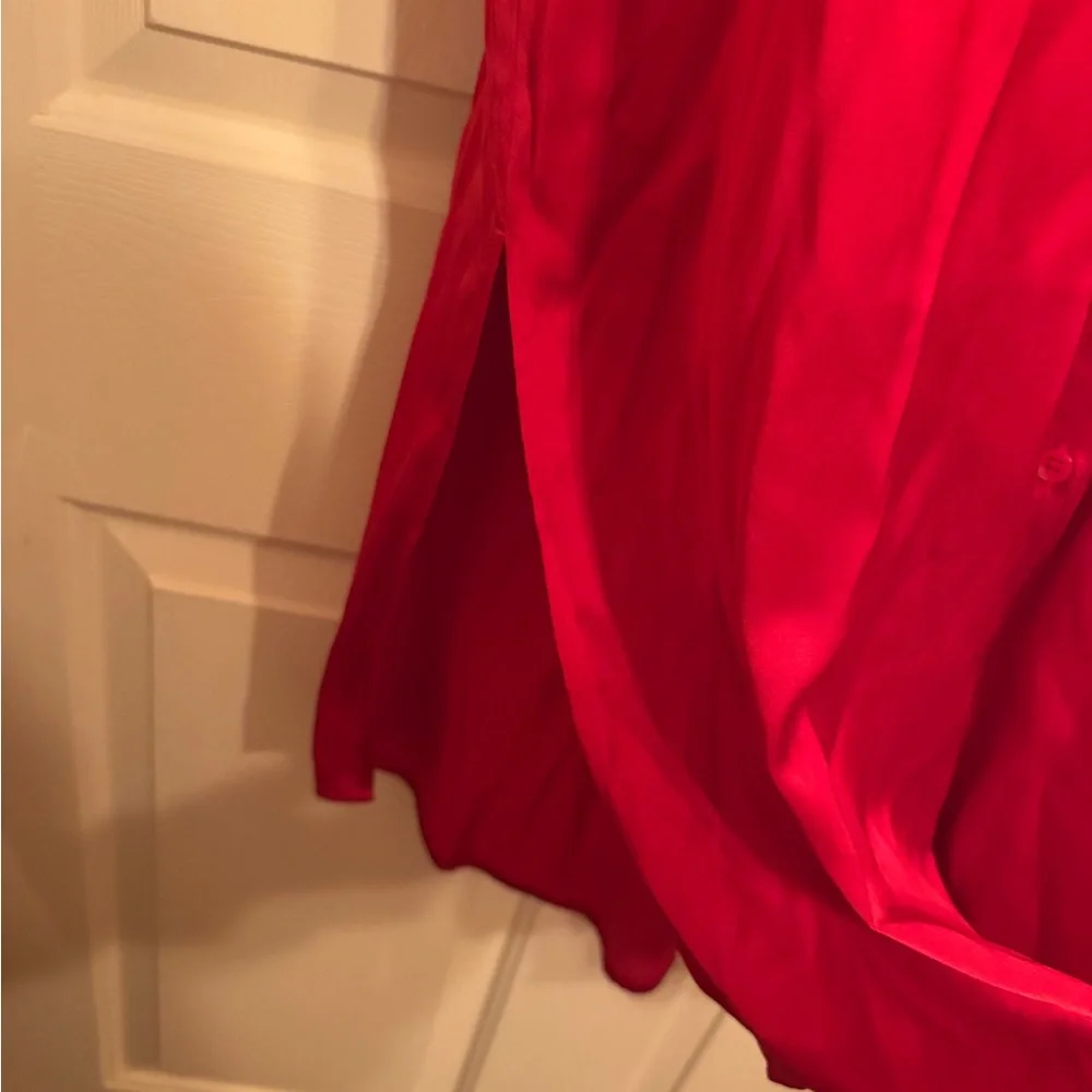 Nordstrom Silk Bright Red Shirt Dress - Picture 2 of 3